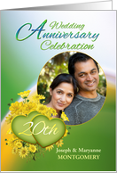 20th Anniversary Party Invitation Yellow Flowers, Custom Photo card