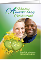 26th Anniversary Party Invitation Yellow Flowers, Custom Photo card