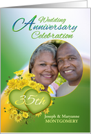 35th Anniversary Party Invitation Yellow Flowers, Custom Photo card