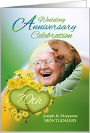 70th Anniversary Party Invitation Yellow Flowers, Custom Photo card
