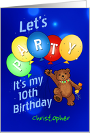 10th Birthday Party Bear Paint Invitation, Custom Name card