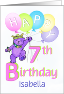7th Birthday Teddy Bear Princess, Custom Name card