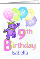 9th Birthday Teddy Bear Princess, Custom Name card