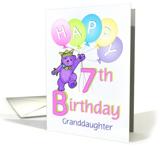 Granddaughter 7th Birthday Teddy Bear Princess card (1124768)