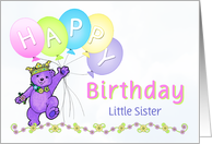 Little Sister Birthday Teddy Bear Princess card