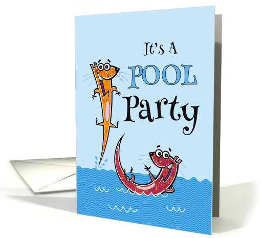 Fun Pool Party Invitation With Comical Otters card (1209924)