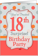 Polka-dotted Fun 18th Birthday Surprise Party Invitation card