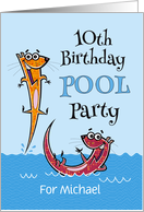 10th Birthday Pool Party Fun Invitation With Custom Name card