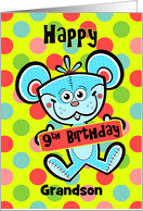 Grandson 9th Birthday Aqua Bear and Polka dots card