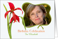 Enchanting Red Lily Birthday Party Invitation, Custom Photo and Name card