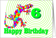 Happy 6th Birthday Rainbow Salamander card