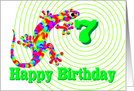 Happy 7th Birthday Rainbow Salamander card