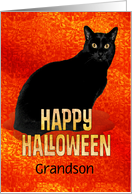 Happy Halloween Grandson Black Cat card