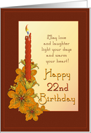 Happy 22nd Birthday Tiger Lily Candle card