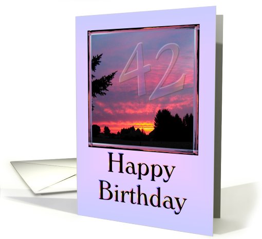 42nd Birthday Amazing Pink Sunset card (502219)