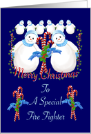 Christmas Snowmen for Fire Fighter card