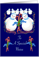 Christmas Snowmen for Nurse card