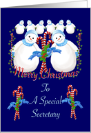 Snowmen Merry Christmas for Secretary card