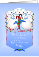 Snowmen Holiday Gift Wrapping Invitation card