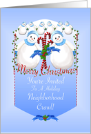 Snowmen Holiday Neighborhood Crawl Invitation card