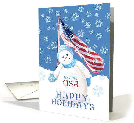 Patriotic Christmas Happy Holidays Snowman card (529131)