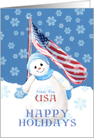 Patriotic Christmas Happy Holidays Snowman card