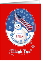 Patriotic Christmas Happy Holidays Thank You card