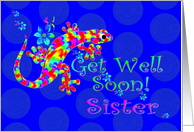 Get Well Soon Sister - Rainbow Salamander card