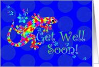 Get Well Soon For Girl - Rainbow Salamander card
