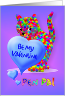 Valentine Kitten Greeting for Pen Pal card