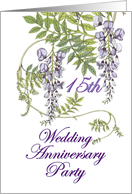 15th Wedding Anniversary Party Invitation, Purple Flowers card