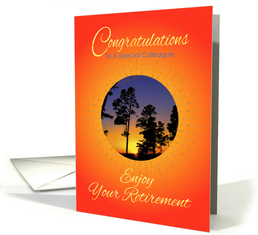 Retirement Congratulations Oregon Sunset for Colleague card (571107)