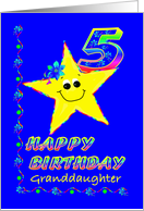 Fifth Birthday Star for Granddaughter card