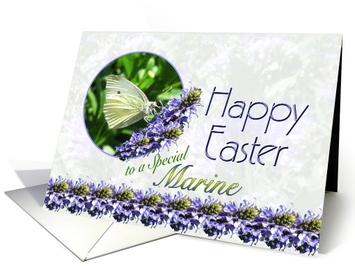 Happy Easter Marine Butterfly and Flowers card (572378)