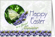 Happy Easter Minister Butterfly and Flowers card