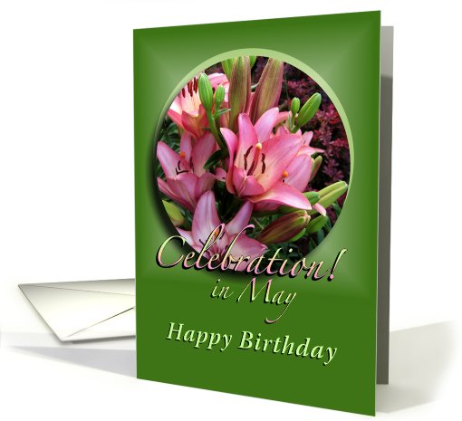 Happy May Birthday Pink Lilies card (572414)