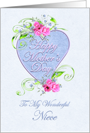 Niece Mother’s Day with Pink Flowers and Heart card