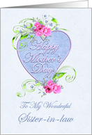 Mother’s Day Sister-in-law with Pink Flowers and Heart card