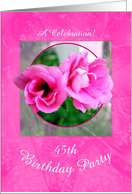 45th Birthday Party Invitations Pretty Pink Flowers card