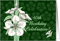 40th Birthday Party Invitation Pretty White Flowers card