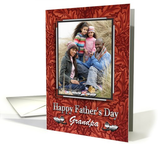 Grandpa Happy Father's Day Simulated Leather Photo card (586895)