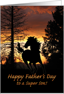 For Son Father’s Day Wild Horse Sunset card