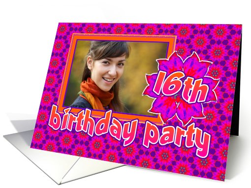 16th Birthday Party Girl Photo card (607576)
