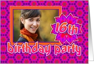 16th Birthday Party Girl Photo Card