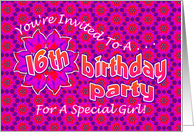 16th Birthday Party Invitation for Girl card