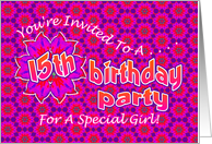15th Birthday Party Invitation for Girl card