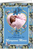 Personalized Adopted Baby Shower Invitation, Butterflies and Flowers card