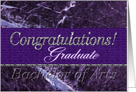 B.A. Graduate Congratulations Purple card
