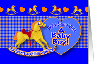 Baby Boy Birth Announcement Rocking Horse card