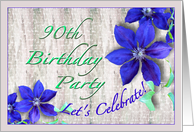 90th Birthday Party Invitation Purple Clematis card